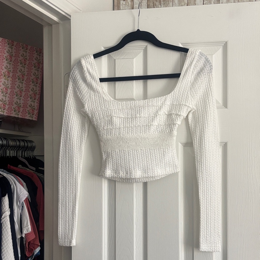Beginning Boutique White Knit Open Back Top